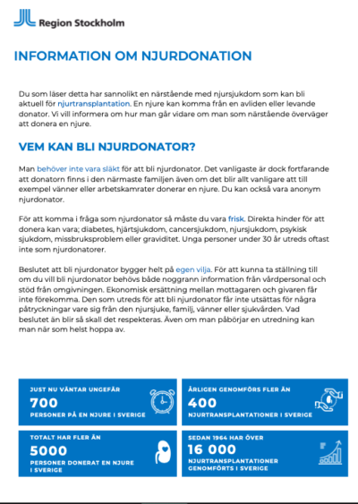 Om levande donation – flera språk (Region Stockholm)